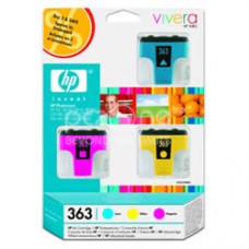 Cartus cerneala HP 363 Ink Cartridges 3-pack with Vivera Inks contains a cyan magenta and yellow ink cartridge CB333EE